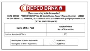 Read more about the article Repco Bank Recruitment 2022 Apply 50 Clerk Vacancy