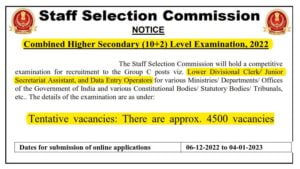 Read more about the article SSC CHSL Recruitment 2022 4500 Vacancy