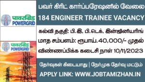 Read more about the article PGCIL Recruitment 2023 Engineer Trainee 184 Posts