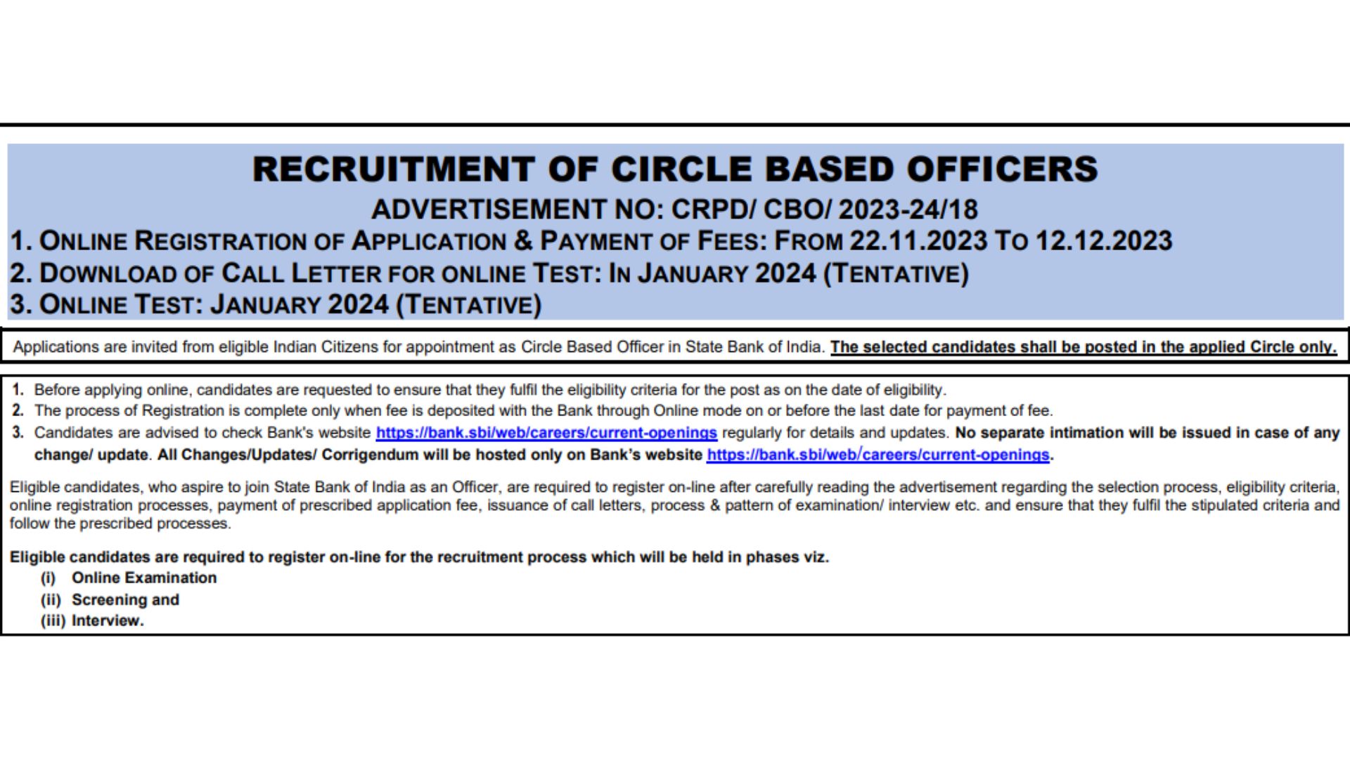 SBI Recruitment 2023 5309 CBO Posts