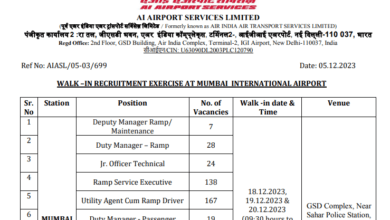 AI Airport Services Limited invites applications for recruitment of 828 Customer Service Executive, Jr. Officer, Duty Officer, Duty Manager, Duty Officer, Utility Agent Cum Ramp Driver, Ramp Service Executive, Jr. Officer Technical & Deputy Manager Ramp/ Maintenance Posts.