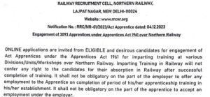 Read more about the article RRC NR Recruitment 2024 3093 Apprentice Posts