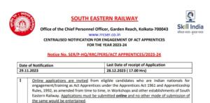 Read more about the article South Eastern Railway Recruitment 2023 – Trade Apprentice