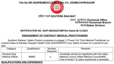 Southern Railway Salem Recruitment 2023 - General Duty Medical Officer (GDMO)