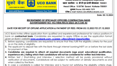 UCO Bank Recruitment 2024 127 SO Posts