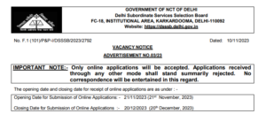 Read more about the article DSSSB Recruitment 2024 863 Group B & C Posts