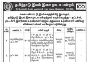 Read more about the article Tamil Nadu Eyal Isai Nataka Manram Recruitment 2024, Released  04 Junior Assistant Posts