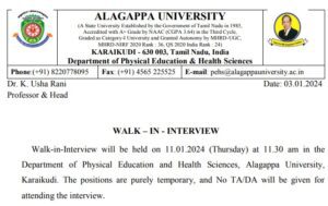 Read more about the article Alagappa University Recruitment 2024 – Research Assistant, Field Survey Investigator Post