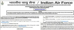 Read more about the article Indian Air Force Recruitment 2024 3500 Agniveer Intake  Posts