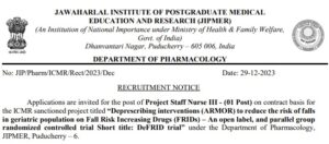 Read more about the article JIPMER Puducherry Recruitment 2024 – Project Staff Nurse-III Post