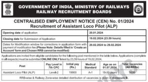 Read more about the article RRB-Indian Railways Recruitment 2024 – Assistant Loco Pilot (5696 Vacancies)