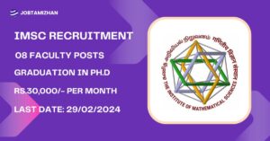 Read more about the article IMSC Chennai Recruitment 2024 08 Faculty Posts