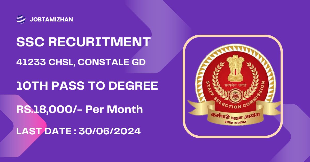 SSC Recruitment 2024 Apply for 41233 CHSL posts, find eligibility criteria and other details.