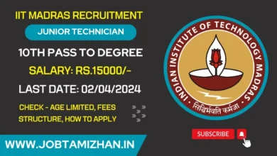 IIT Madras Recruitment 2024 Notification for 41 Junior Technician Posts, Check Eligibility Details.