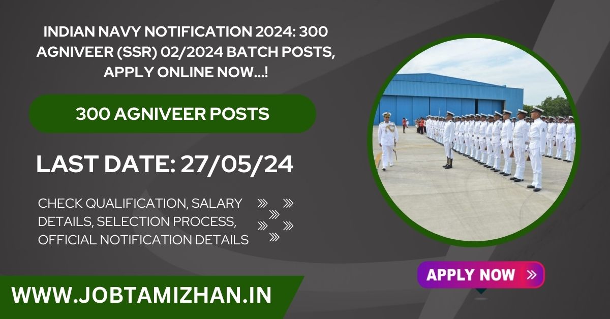 Indian Navy Notification 2024 300 Agniveer (SSR) 022024 Batch Posts, Apply Online Now!