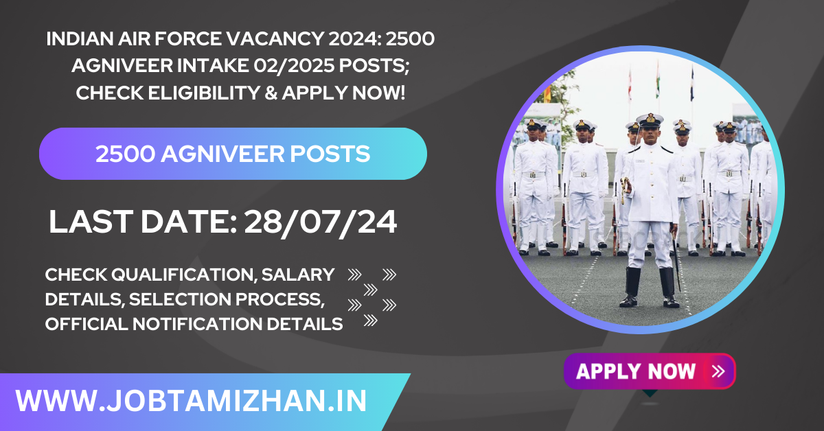 Indian Air Force Vacancy 2024 2500 Agniveer Intake 022025 Posts; Check Eligibility & Apply Now!