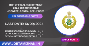 Read more about the article ITBP Official Recruitment 2024; 202 Constable (Pioneer) Posts – Apply Now!