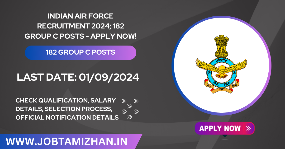 Indian Air Force Recruitment 2024; 182 Group C Posts - Apply Now!