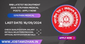 Read more about the article RRB Latest Recruitment 2024; 1376 Para Medical Posts – Apply Now!