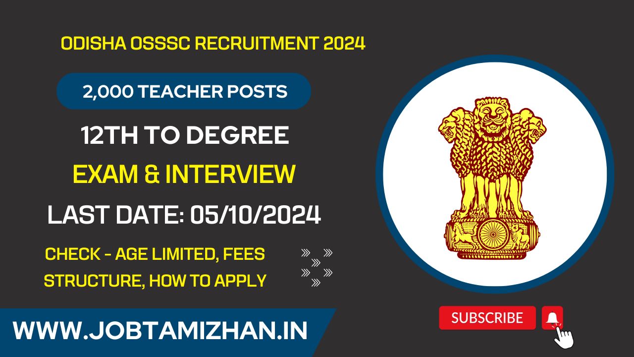 Odisha OSSSC Recruitment 2024: Apply for Over 2,000 Teacher Posts by October 5, Check Eligibility Criteria!