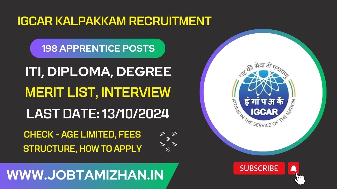 IGCAR Kalpakkam Recruitment 2024 Apply for 198 Apprentice Posts Now!