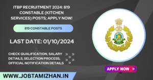 Read more about the article ITBP Recruitment 2024: 819 Constable (Kitchen Services) Posts; Apply Now!