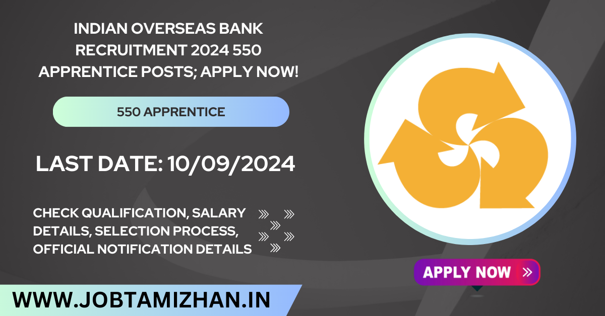 Read more about the article Indian Overseas Bank Recruitment 2024 550 Apprentice Posts; Apply Now!