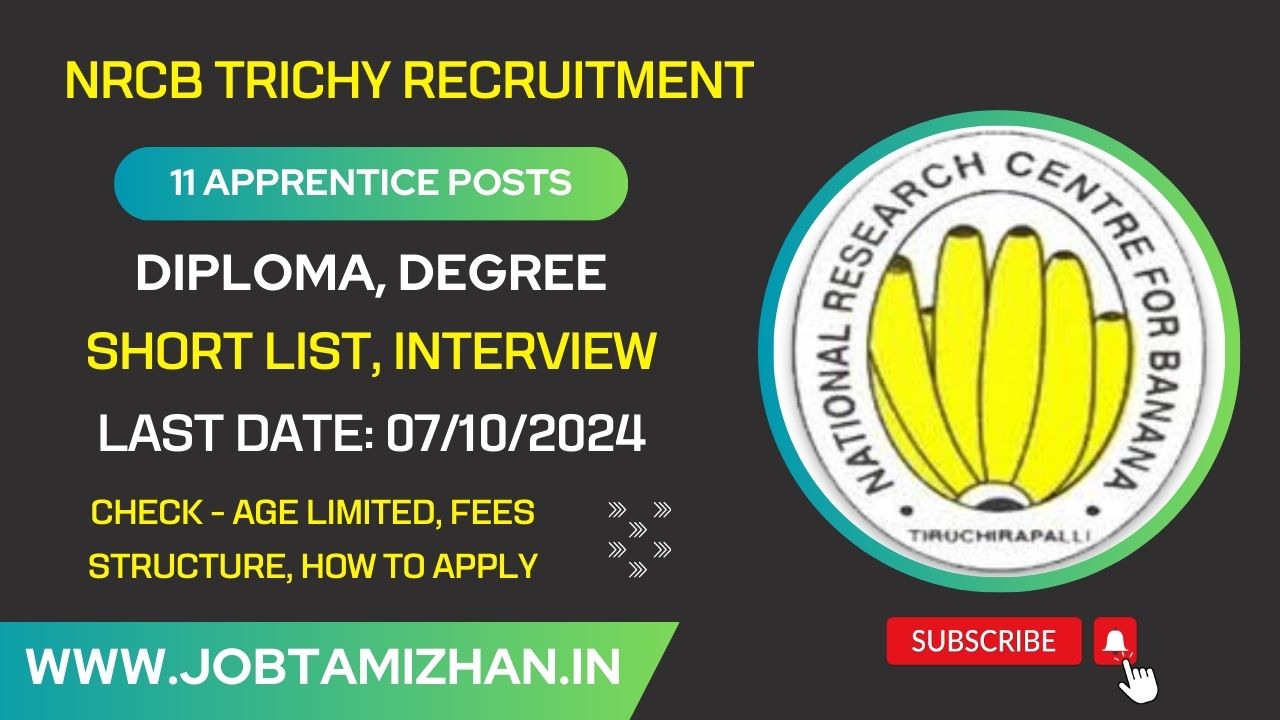 NRCB Trichy Recruitment 2024 Notification Released for 11 Apprentice Positions – Apply Now!