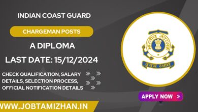 Indian Coast Guard Recruitment 2024 Notification Released for Chargeman Posts - Apply Now!